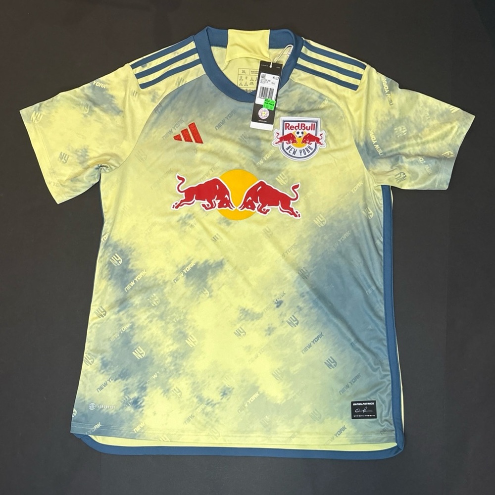 Adidas MLS New York Red‎ Bulls Soccer Jersey Yellow Tie Dye Womens size XL